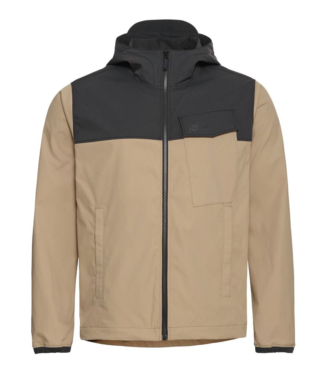 Jack Wolfskin Funktionsjacke Wanderjacke Mahani (UV-Schutz, leicht, atmungsaktiv) hellbraun/schwarz