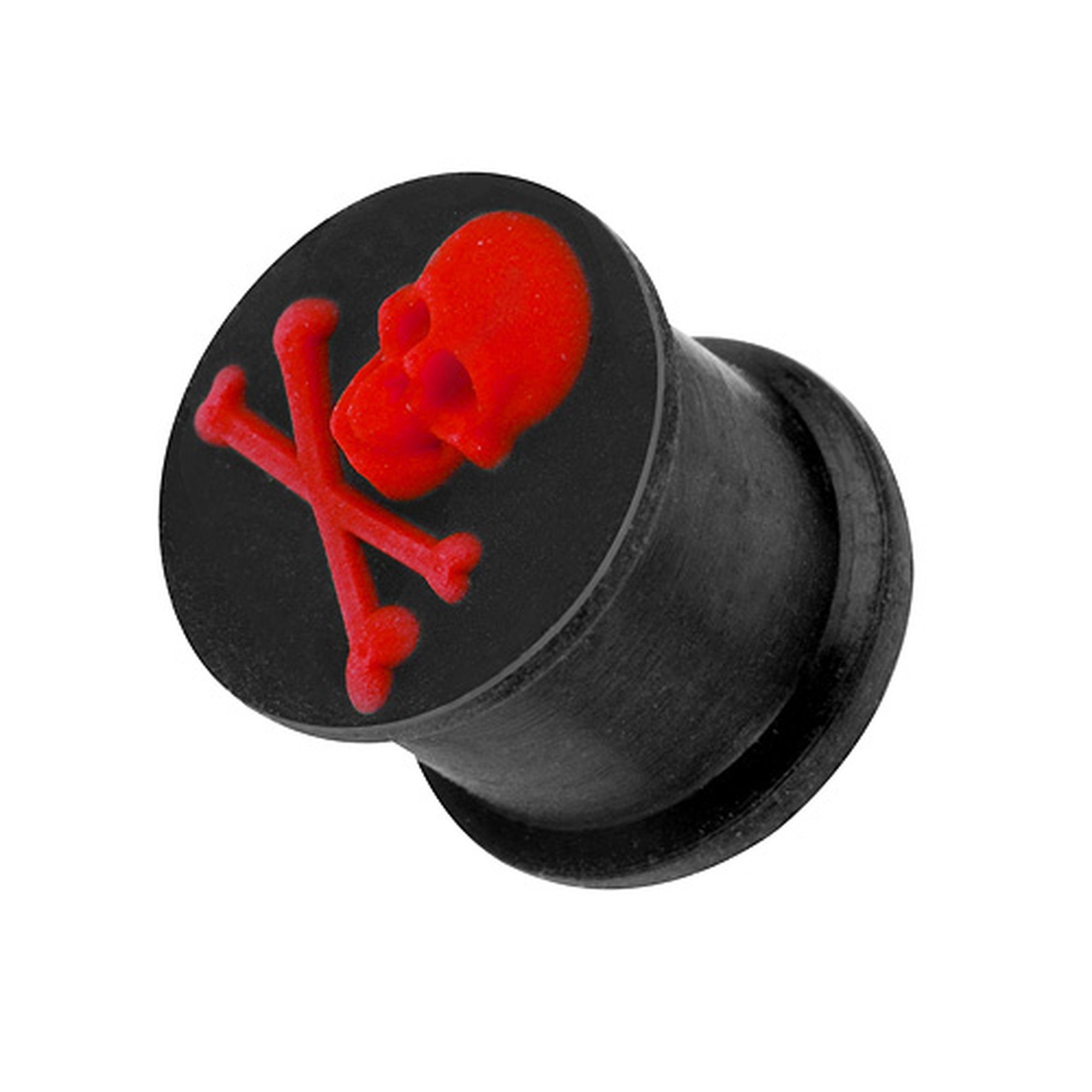 Taffstyle Plug Ohr Piercing Flesh Silikon Totenkopf, mit Rot 3D Ohrpiercing Piercing Ohrpiercing Plug Ohr 3D mit Totenkopf Tunnel Silikon