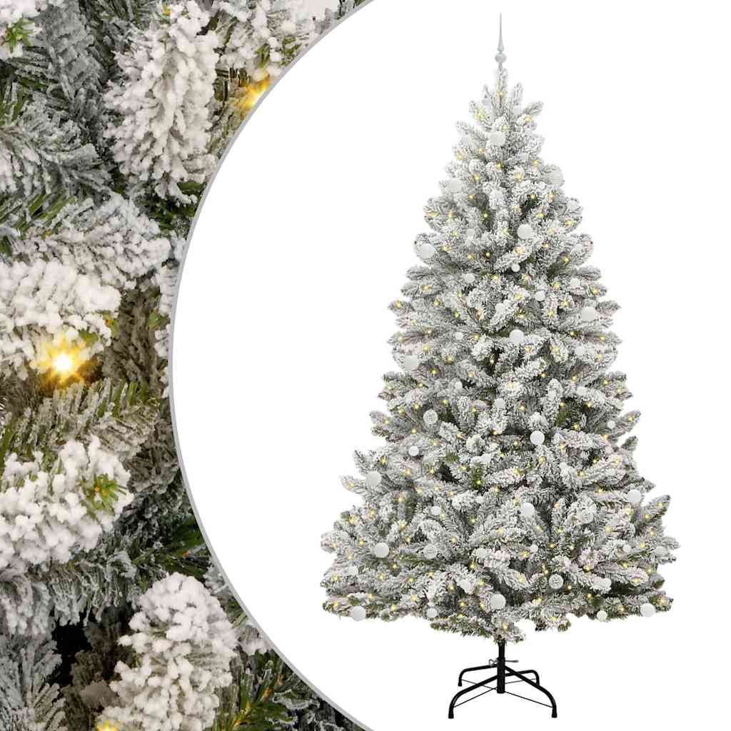 furnicato Künstlicher Weihnachtsbaum Grün und Weiß 270 cm PVC und Metall