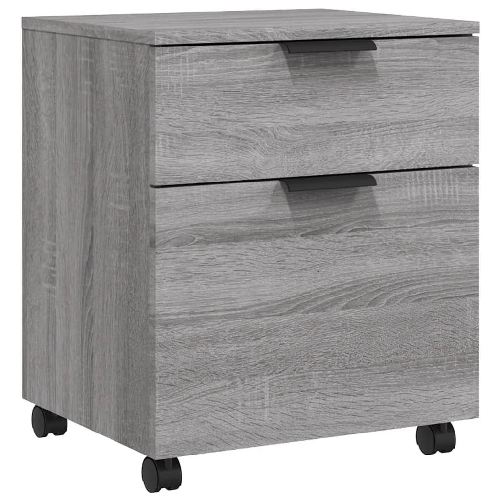 vidaXL Aktenschrank Mobiler Büroschrank mit Rollen Grau Sonoma 45x38x54 cm