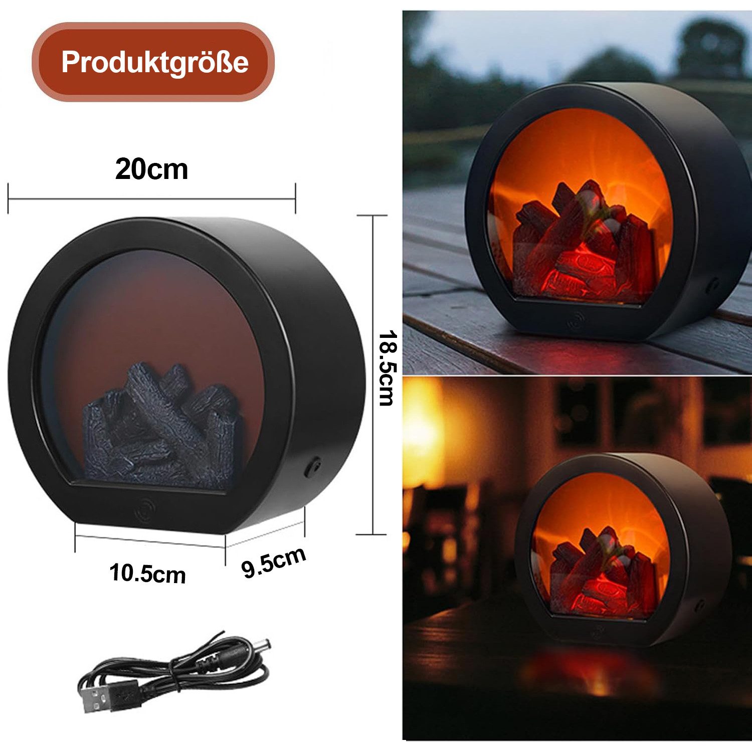 Jibenhome LED Dekolicht LED Kaminlaterne mit realistischem Flammeneffekt US günstig online kaufen