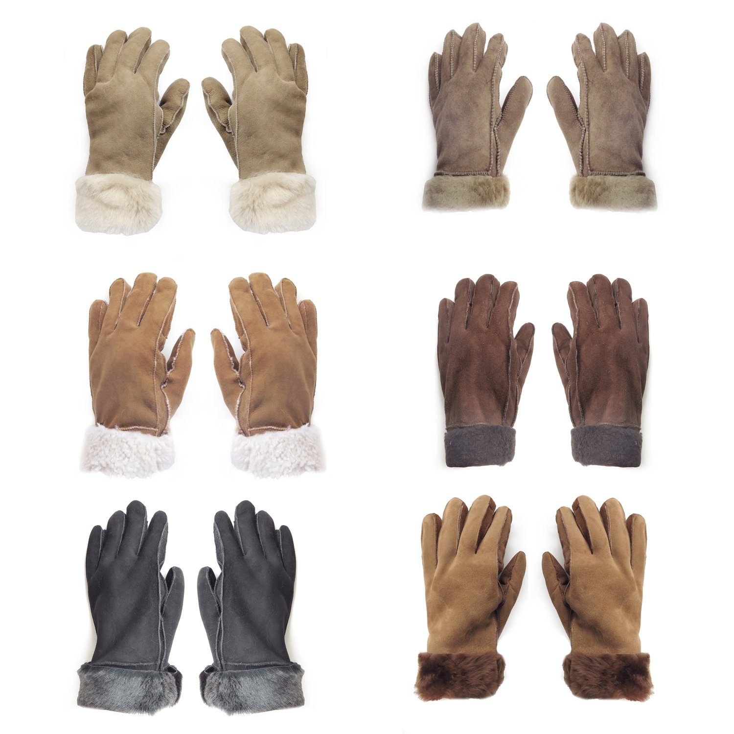 Sonia Originelli Winter-Arbeitshandschuhe Handschuhe aus Lammfell des unisex Schaffell abweichen Fells Farben hochwertig abweichen, warm dunkelbraun Struktur kann können