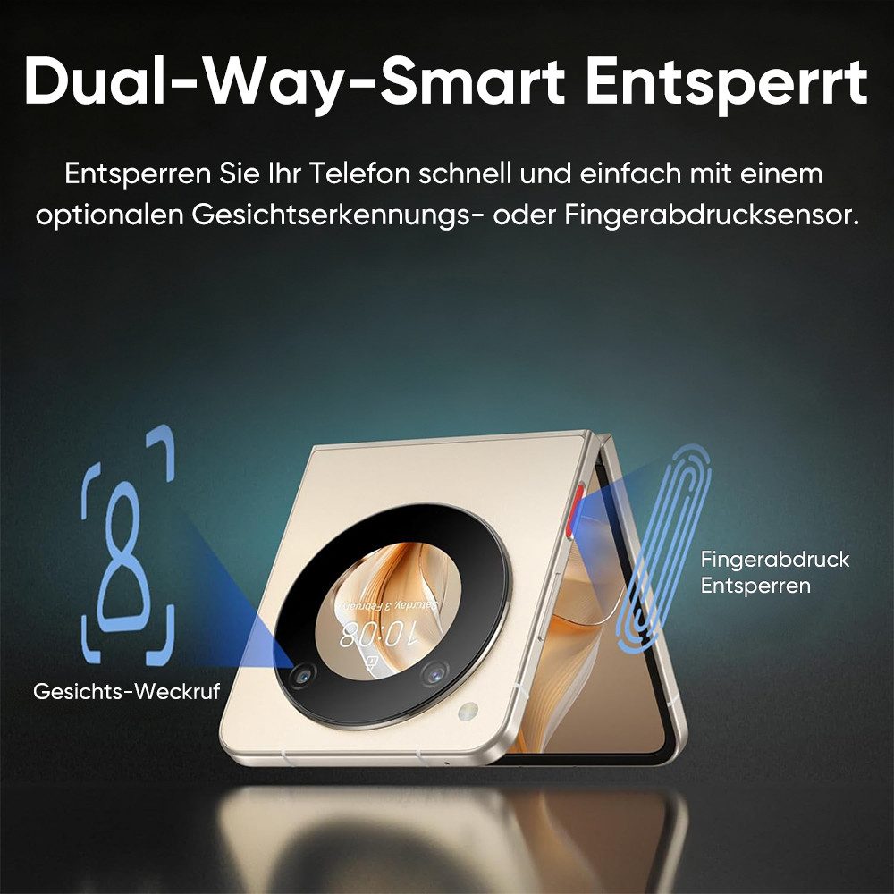 Nubia ZTE nubia flip 5G Handy,12GB + 512GB, faltbares Doppelbildschirm Smartphone (17,5 cm/6.9 Zoll, 256 GB Speicherplatz, 50 MP Kamera)