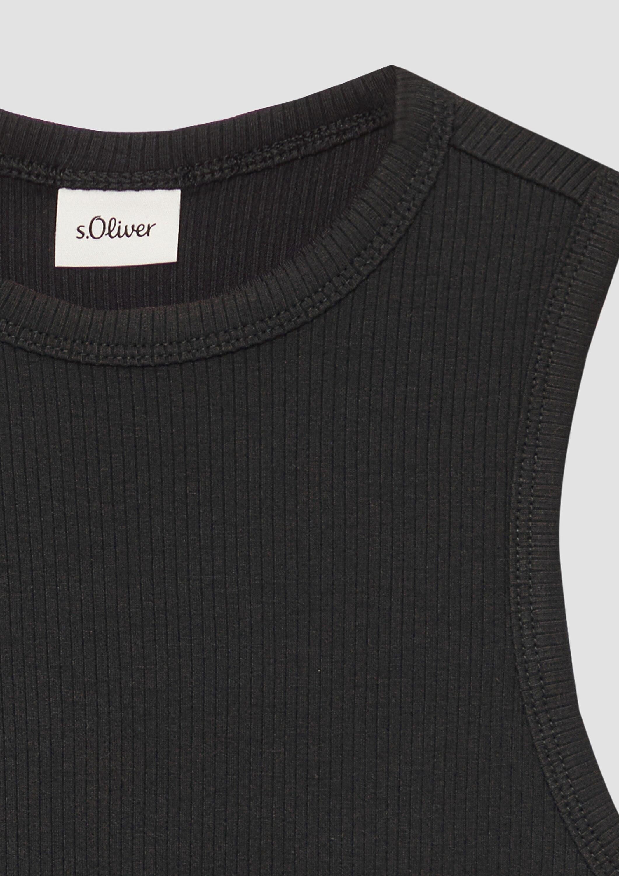 s.Oliver Muskelshirt T-Shirt Verkürztes Slim-Fit-Top mit Rippstruktur