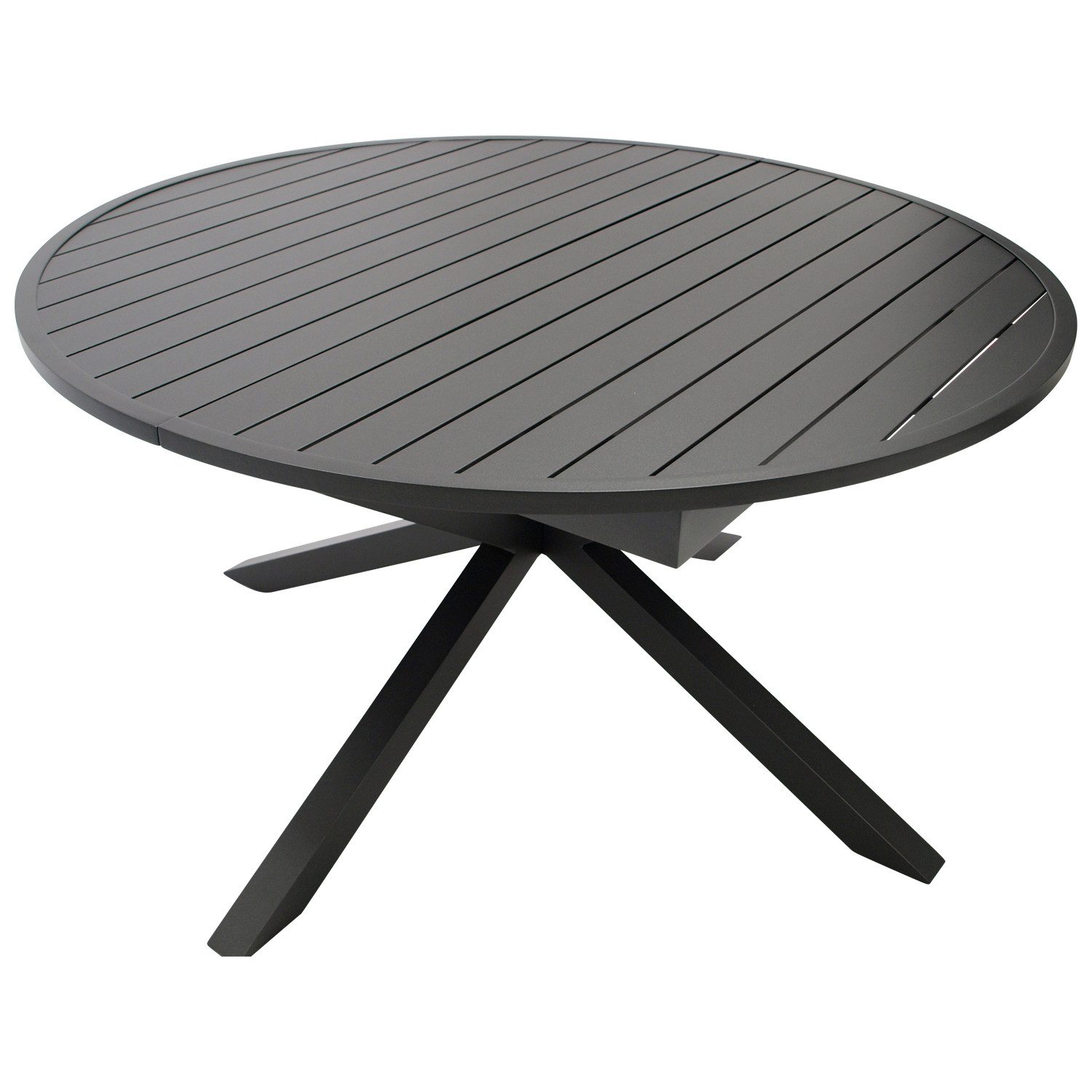 DEGAMO Gartentisch ARLES, Ausziehbar rund/oval 140/200x140cm, Aluminium anthrazit