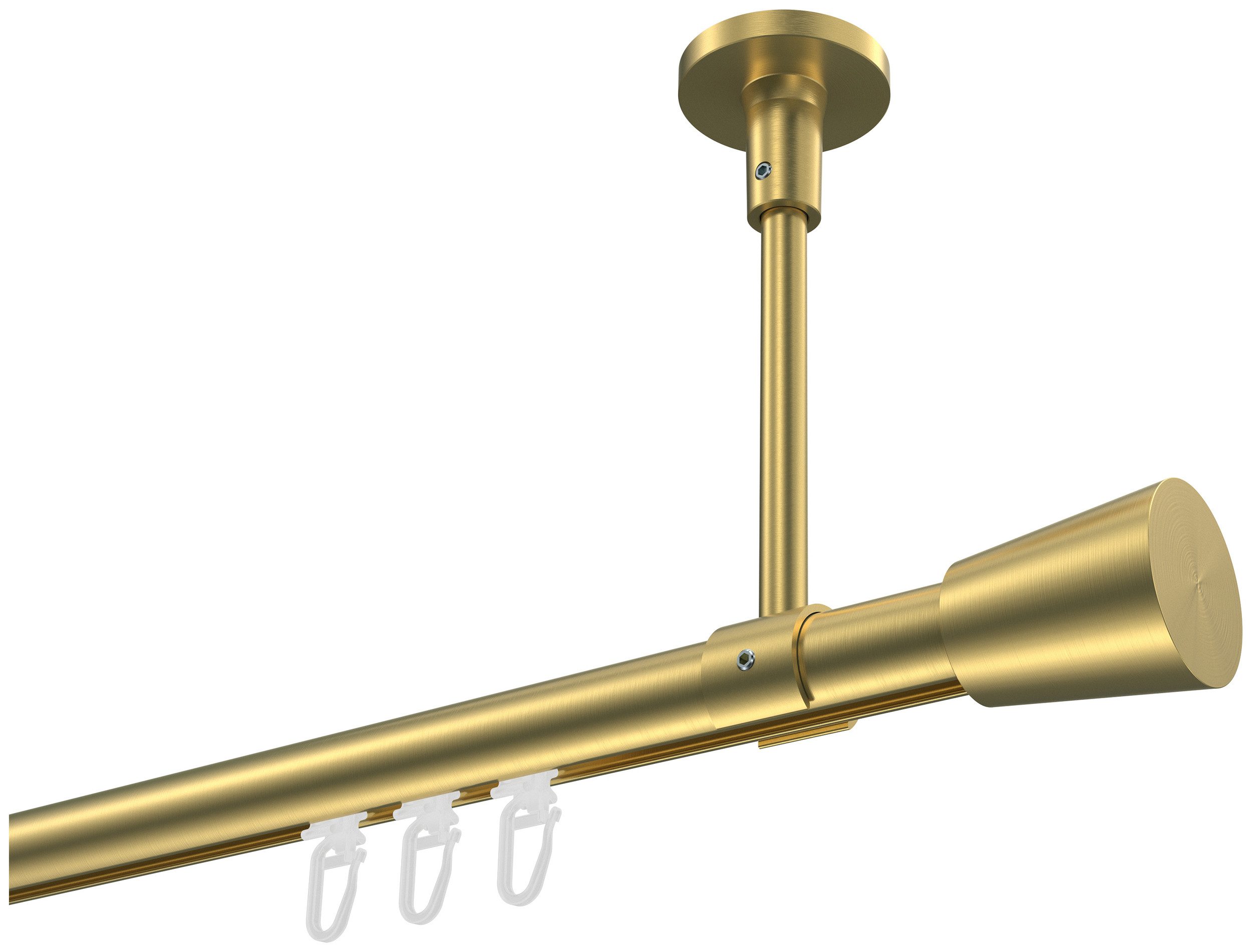 INTERDECO Innenlaufschiene Sonette Sitra, Ø 20 mm, 1-läufig, Fixmaß, kürzbar, Deckenmontage, Aluminium, Messing-Optik