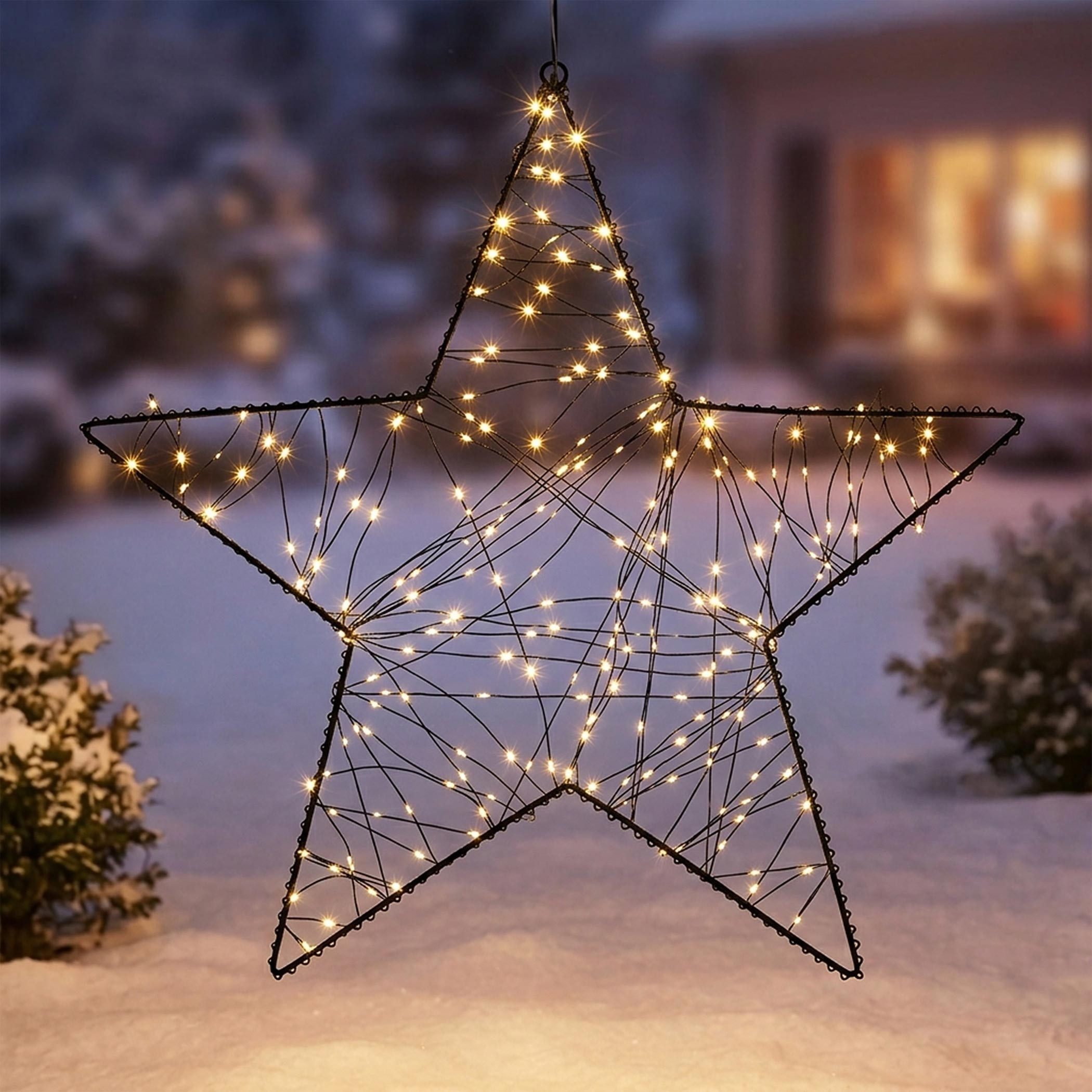 Spetebo LED Stern Metall Leuchtstern schwarz mit Twinkle Effekt dimmbar mit Timer, LED fest integriert, warm weiß, für Außen und Innen geeignet