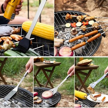 HYIEAR Grillbesteck-Set Grillbesteck-Set (20-teilig) inkl. Tragetasche und 2 Ofenhandschuhen., (Anzug, Rostfrei, hitzebeständig), Edelstahl, 20er-Set inkl, Tasche