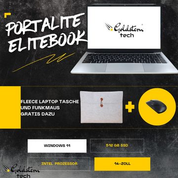 Goldstern-Tech PortaLite Elitebook Notebook (35,60 cm/14 Zoll, Intel Celeron, 512 GB SSD, mit Windows 11, Leistungsoptimierter Laptop inkl. Maus & Tragetasche)