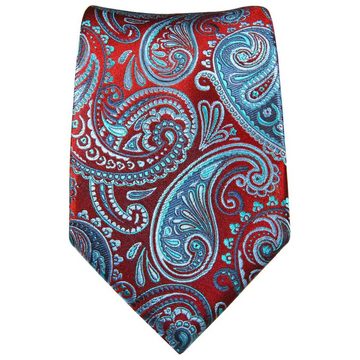 Paul Malone Krawatte Elegante Seidenkrawatte Herren Schlips paisley brokat 100% Seide Schmal (6cm), rot blau 2061