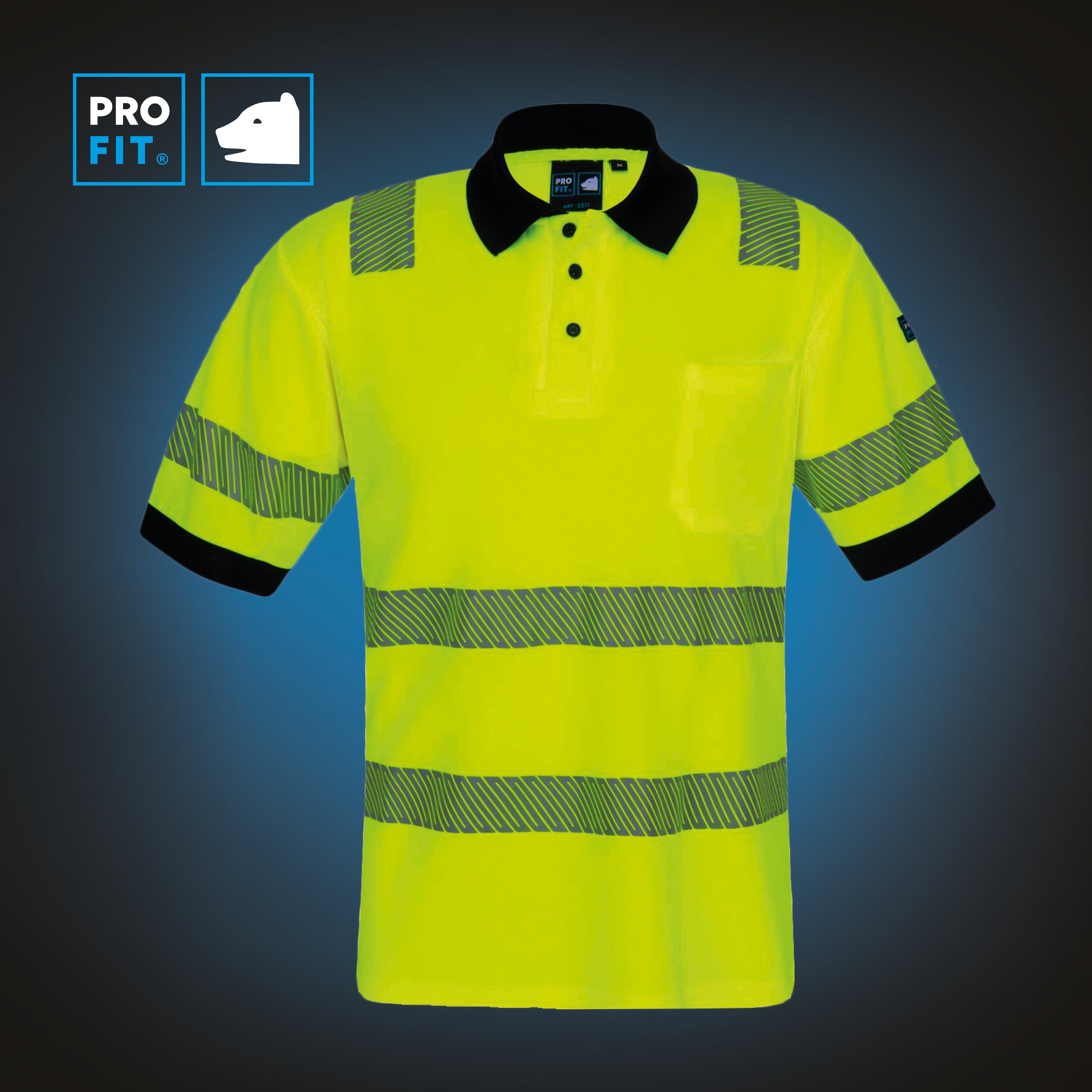 PRO FIT Poloshirt Warnschutz, Kurzarm-Polo Shirt, Arbeits-Poloshirt - Neongelb (1, Stück) Atmungsaktiv, hohe Sichtbarkeit durch Reflexstreifen, mit UV-Schutz