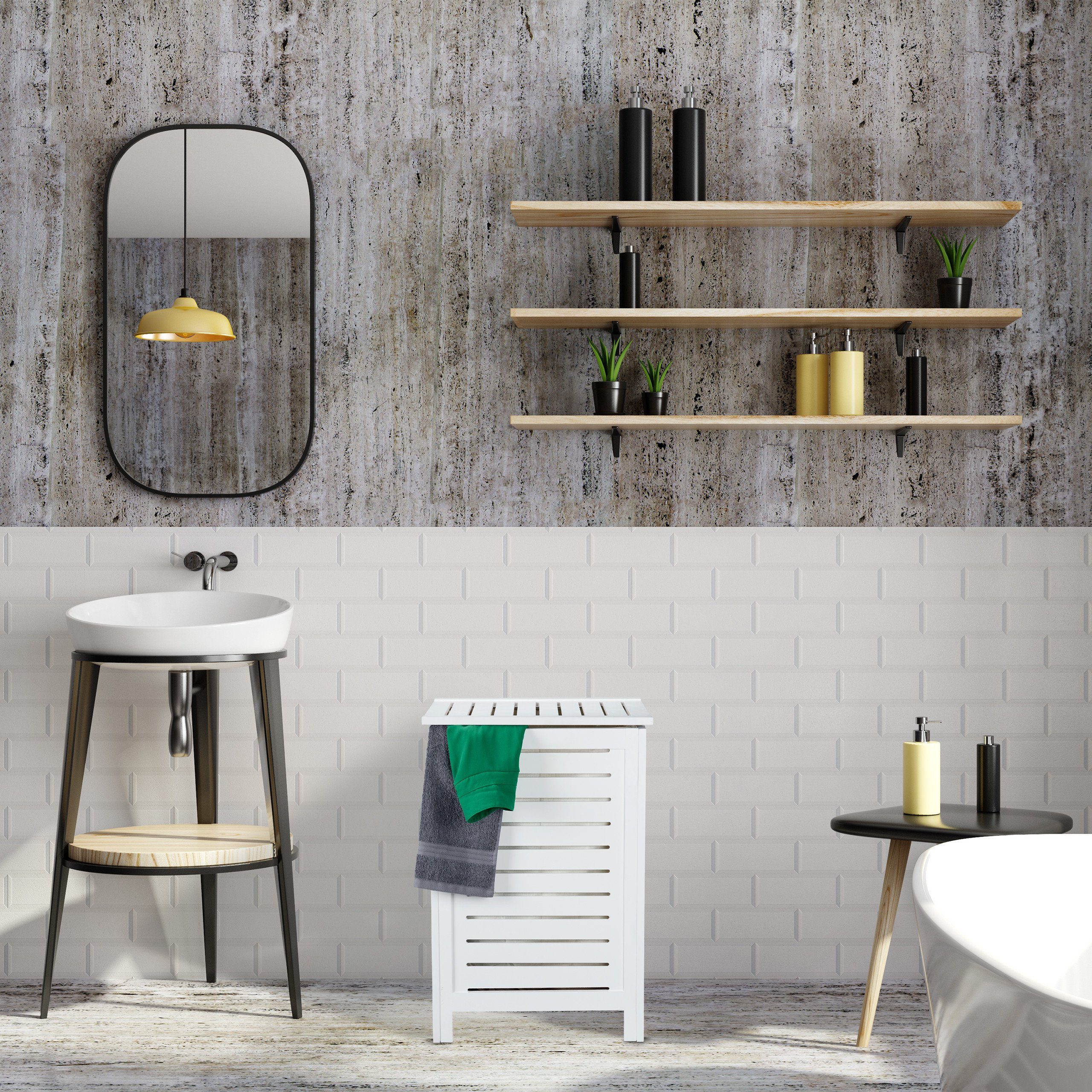 relaxdays Wäschetruhe Kiefernholz weiß günstig online kaufen