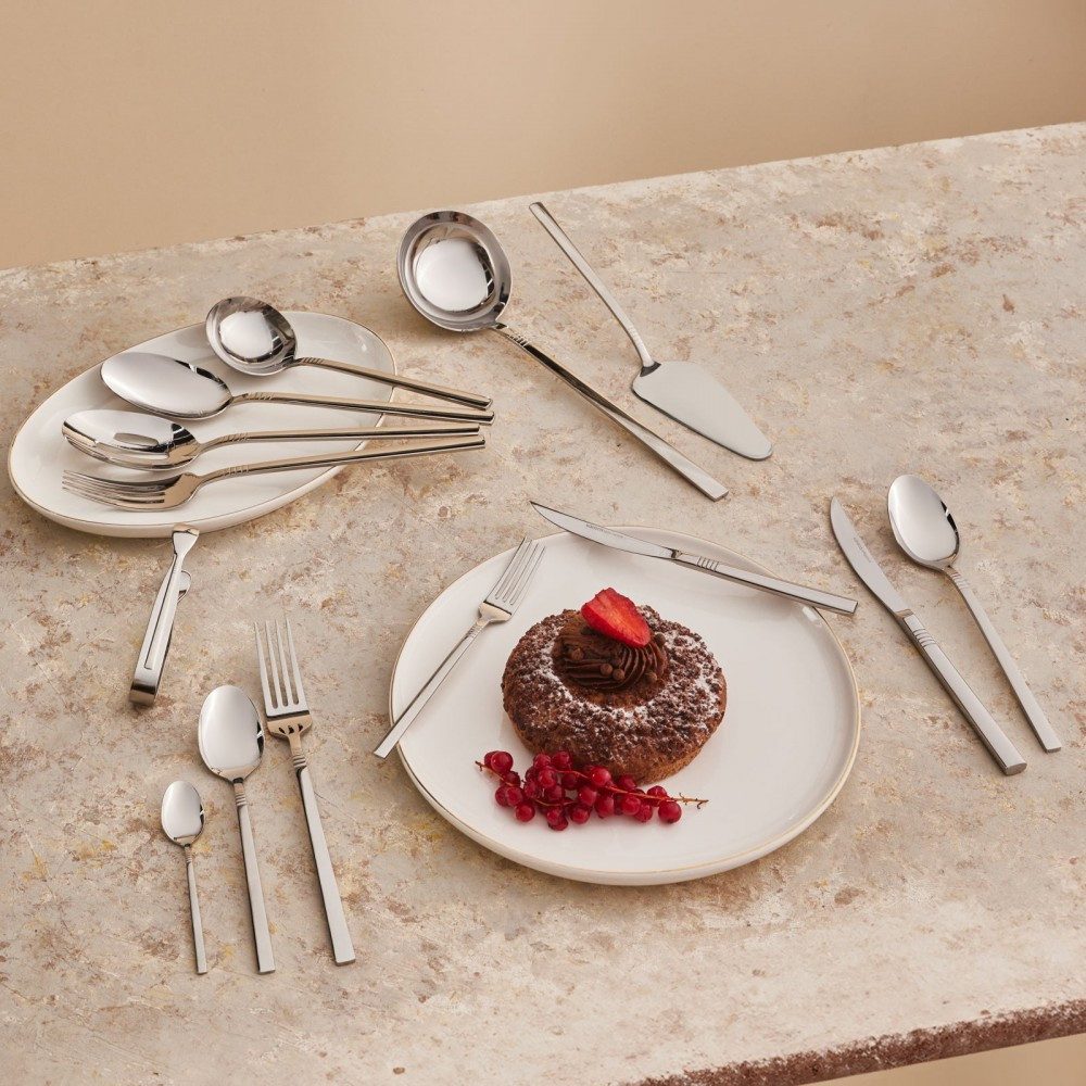 Karaca Besteck-Set Karaca Nil Elegance Besteckset für 12 Personen, 91 Teilig, Silber