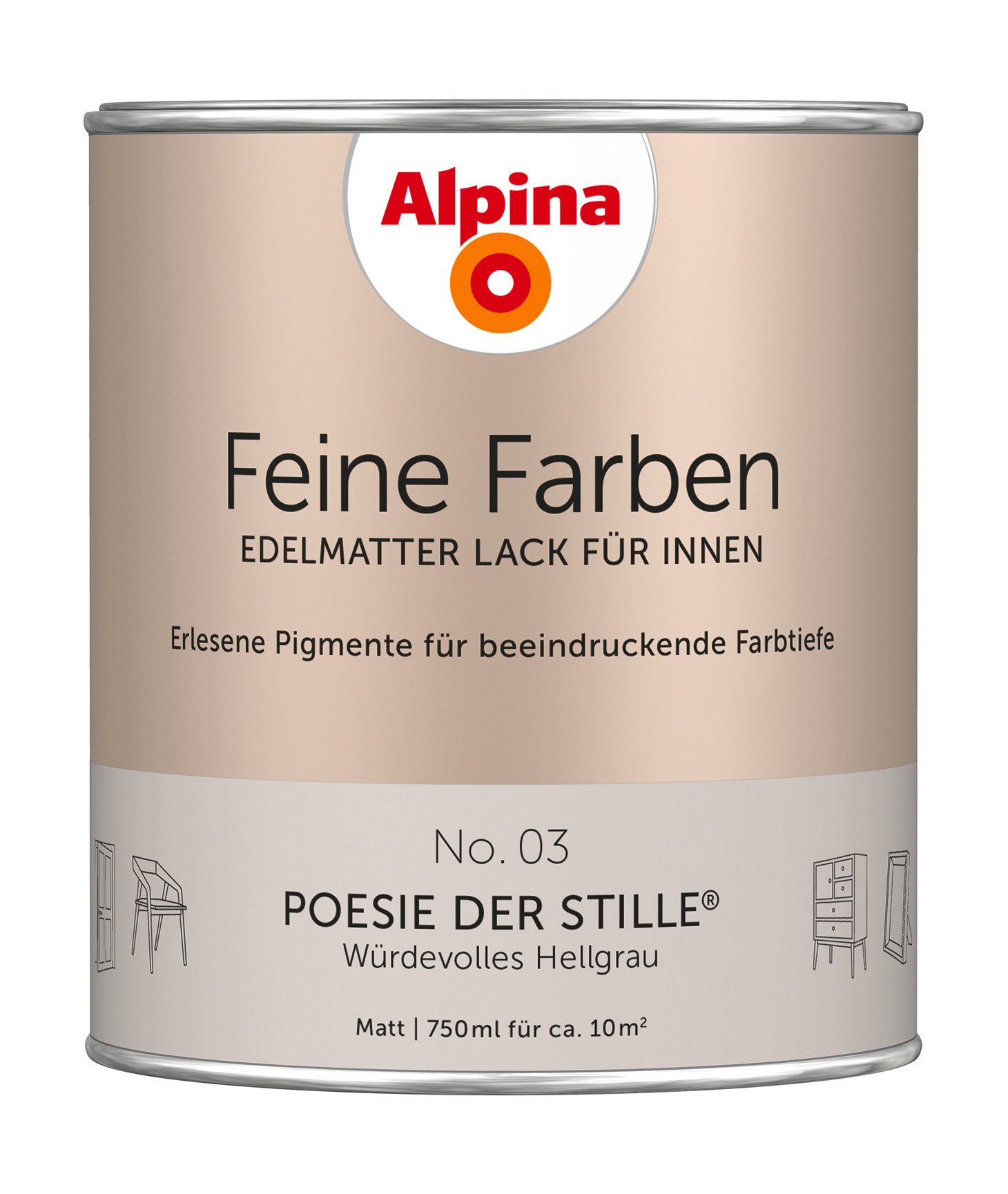 Lack Alpina Feine Farben Lack edelmatt 750ml - Farbfamilie Taupe