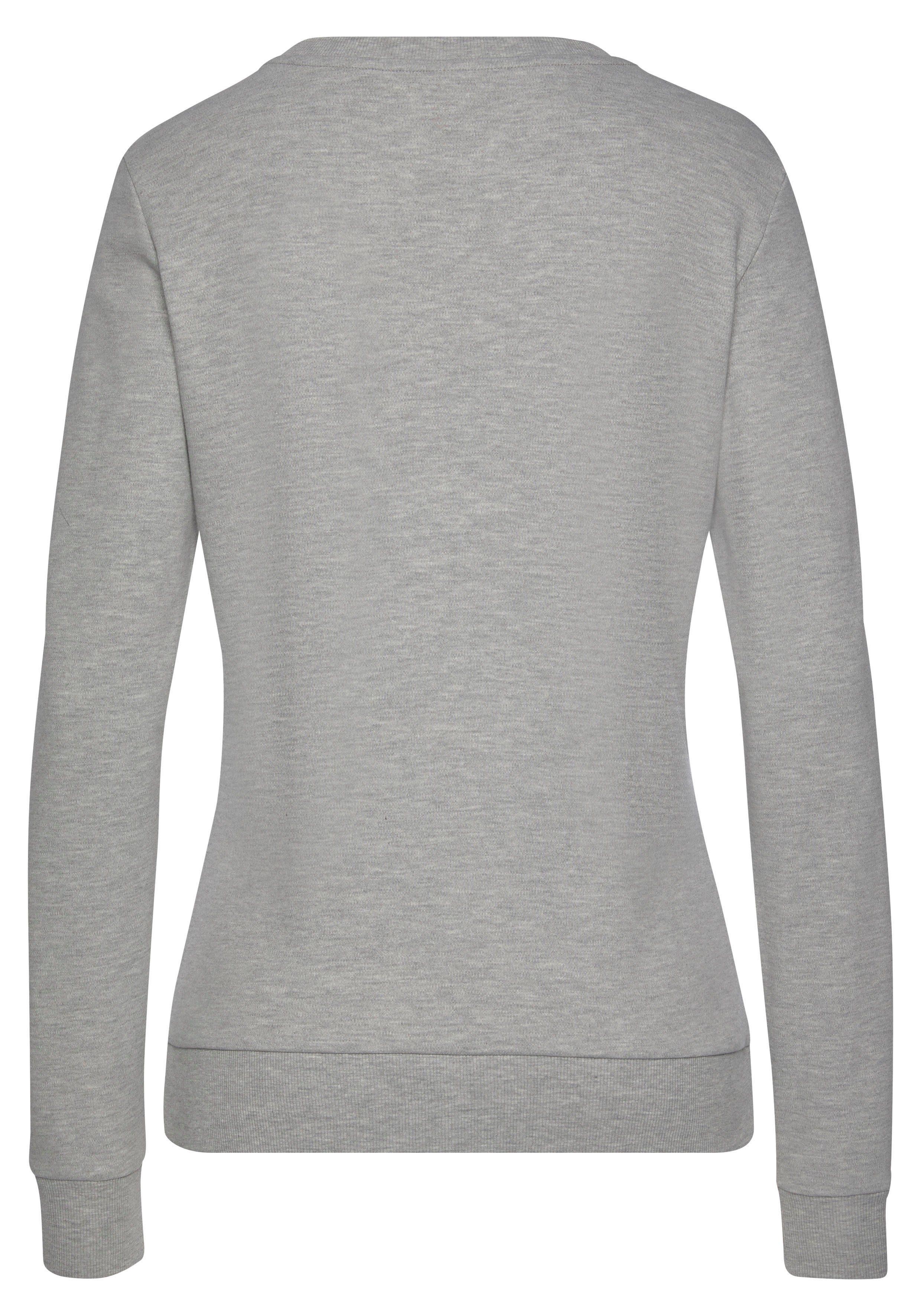 Loungewear Loungeshirt Sweatshirt mit hellgrau-meliert Logostickerei, Loungewear, Bench. Loungeanzug