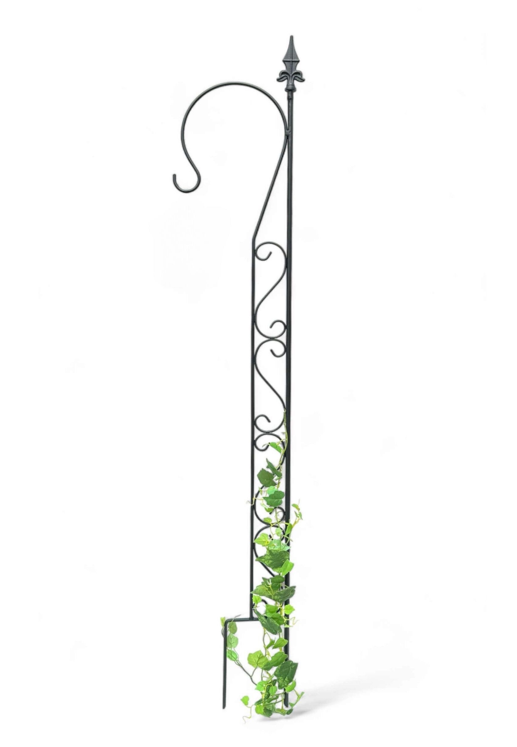 DanDiBo Rankhilfe Garten Metall mit 1 Halter 145 cm Schwarz Rankgitter Kletterpflanzen, Kletterhilfe mit Haken