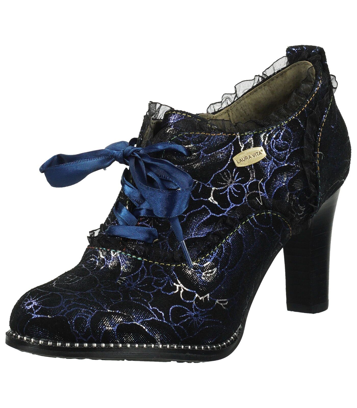 LAURA VITA Stiefelette Leder Schnürstiefelette Schwarz Blau