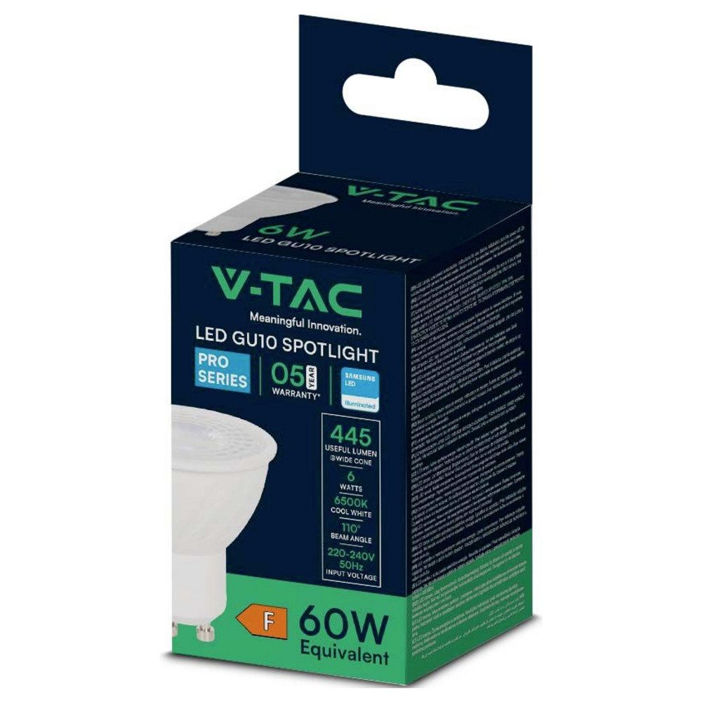 V-TAC LED-Leuchtmittel V-TAC 21194 LED-Reflektorlampe EEK F (A - G) GU10 6 W = 60 W Weiß 1