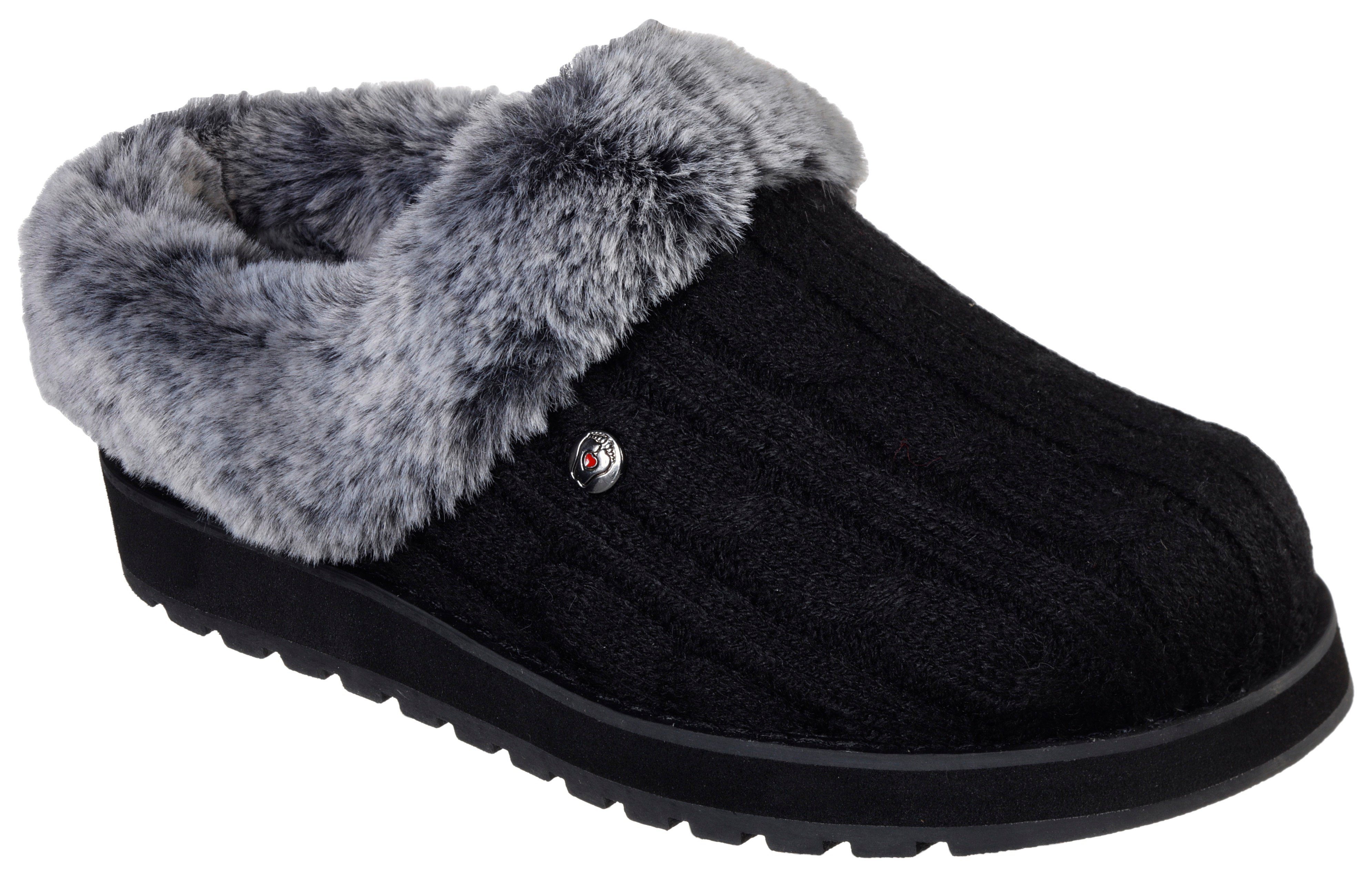 Skechers KEEPSAKES - ICE ANGEL Pantoffel in Strick-Optik schwarz-grau