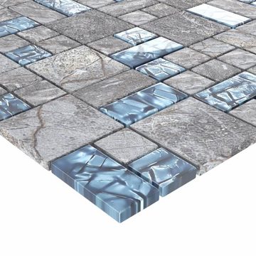 vidaXL Wandpaneel Mosaikfliesen 22 Stk Grau Blau 30x30 cm Glas