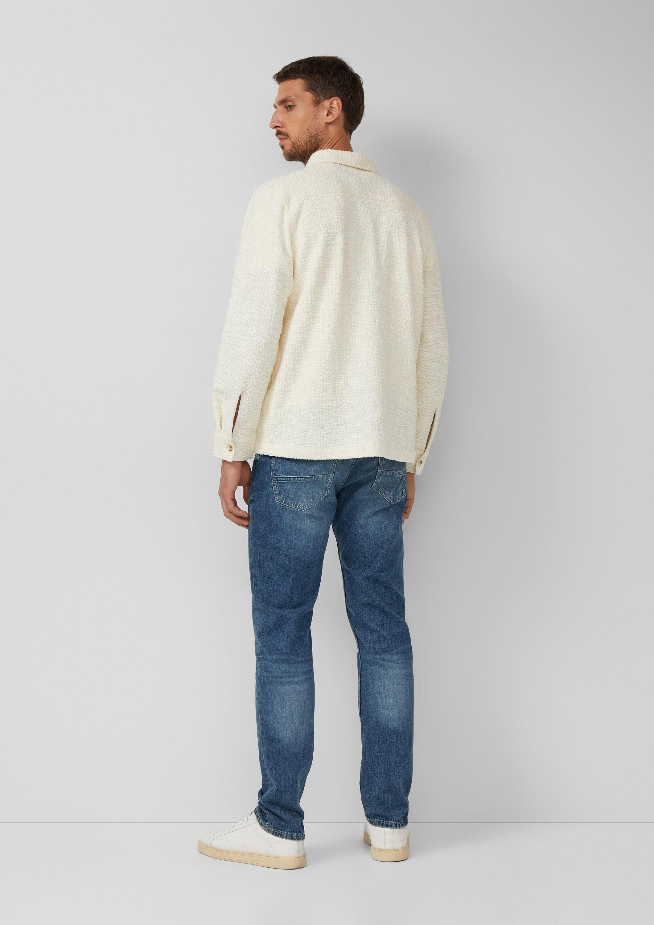 s.Oliver Langarmhemd Hemd Overshirt mit Struktur-Streifen und Kentkragen