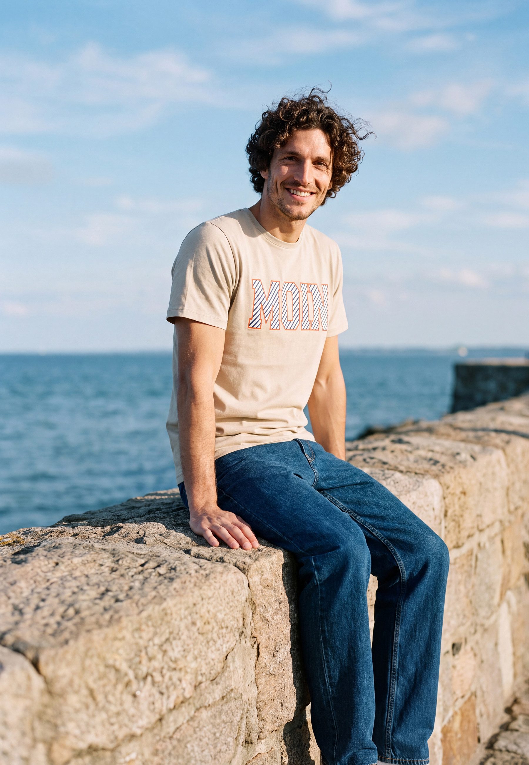 salzhaut T-Shirt Diek - Moin Stripes Herren normale Passform salzhaut T-Shirt – bequeme Qualität und nordisch klares Design
