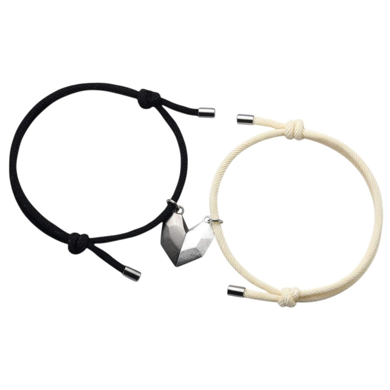 KARMA Armband Set Freundschaftsarmbänder Herz Partnerarmband Schwarz Weiß (Mutter Tochter Damenarmband Damenschmuck Armbandset, 2-tlg., Armbänder Schmuck für Frauen Freundinnen)