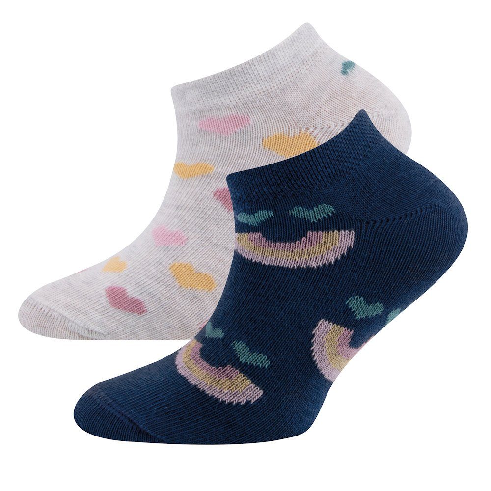 Sneakersocken Ewers Mädchen Sneaker Strümpfe 2er Pack Regenbogen/Herz passerina