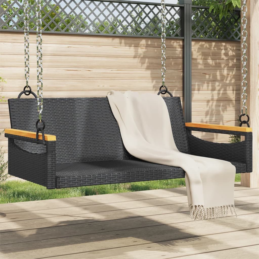 vidaXL Gartenbank Hängebank Schwarz 109x62x40 cm Poly Rattan (1-St)