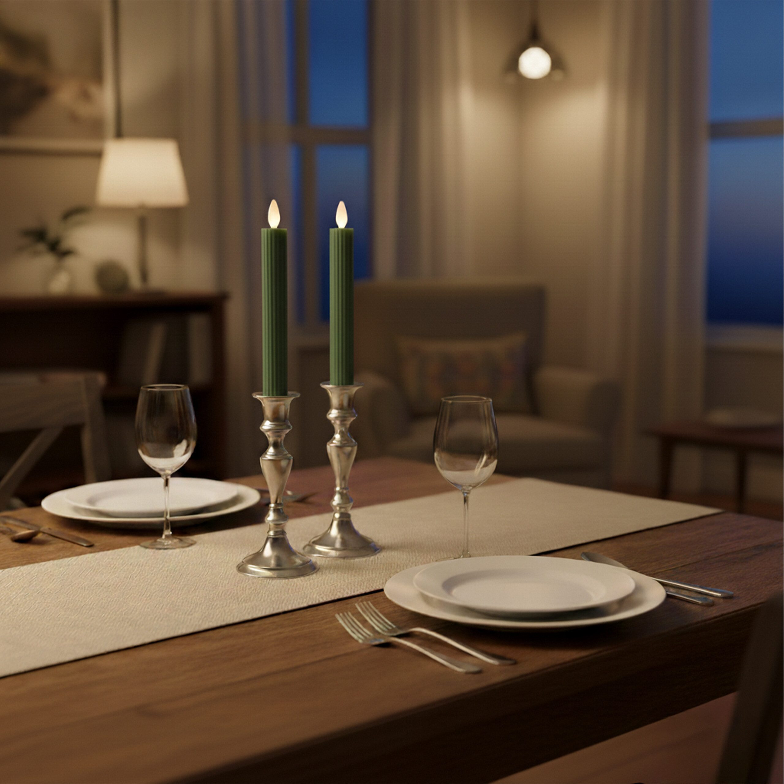 relaxdays LED-Kerze LED Stabkerzen 4er Set, Khaki
