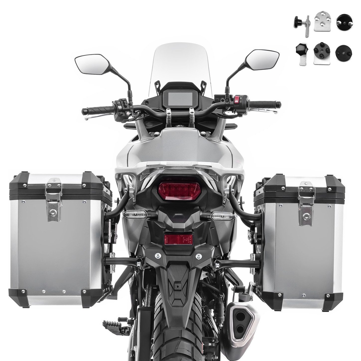 Bagtecs Koffer Set Alukoffer 38-48L passend für Triumph Tiger 800 XR Aluminium Seiten