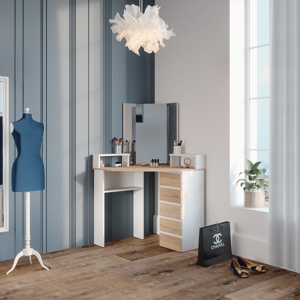 Vicco Schminktisch Tilda, Weiß/Sonoma, 113.3 cm