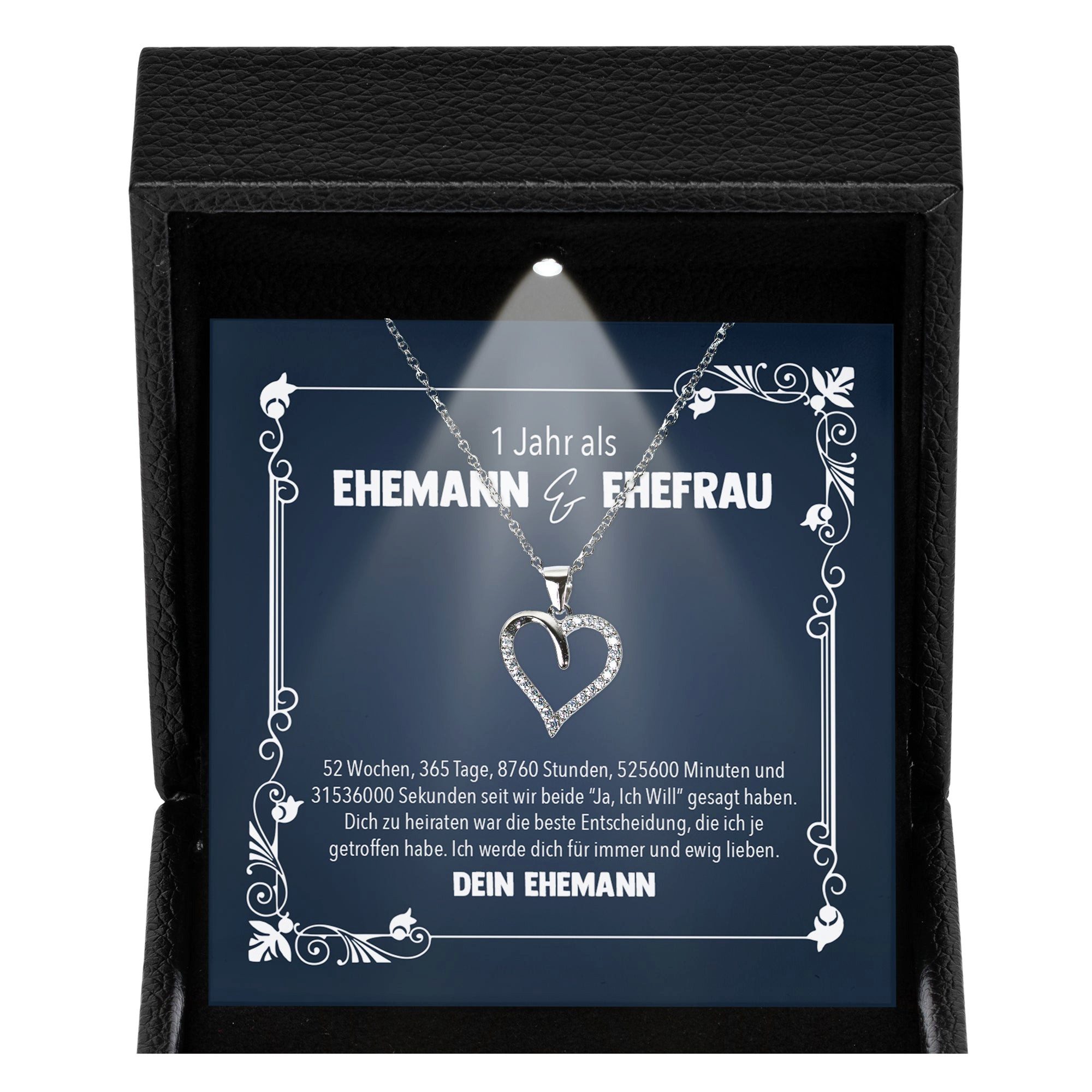 22Feels Schmuckset Ehefrau Erster Hochzeitstag Geschenk Ich Liebe Dich Damen Halskette (Geschenkset), Silber 925/000, Geschenkset Made In Germany, Premium Licht Etui