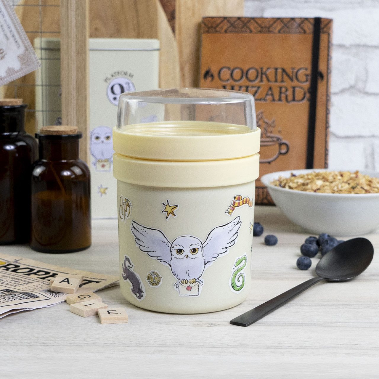 Geda Labels GmbH Lunchbox Harry Potter Eule, PP, (1-tlg), Gelb, 500ml, nicht spülmaschinengeeignet