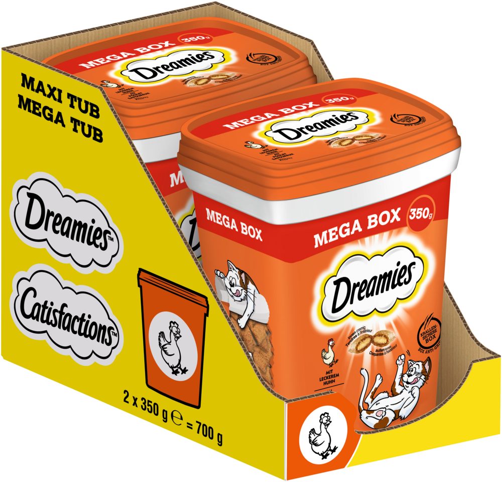 Dreamies DREAMIES™ Box Huhn 2 x 350g, Snack für: Katze