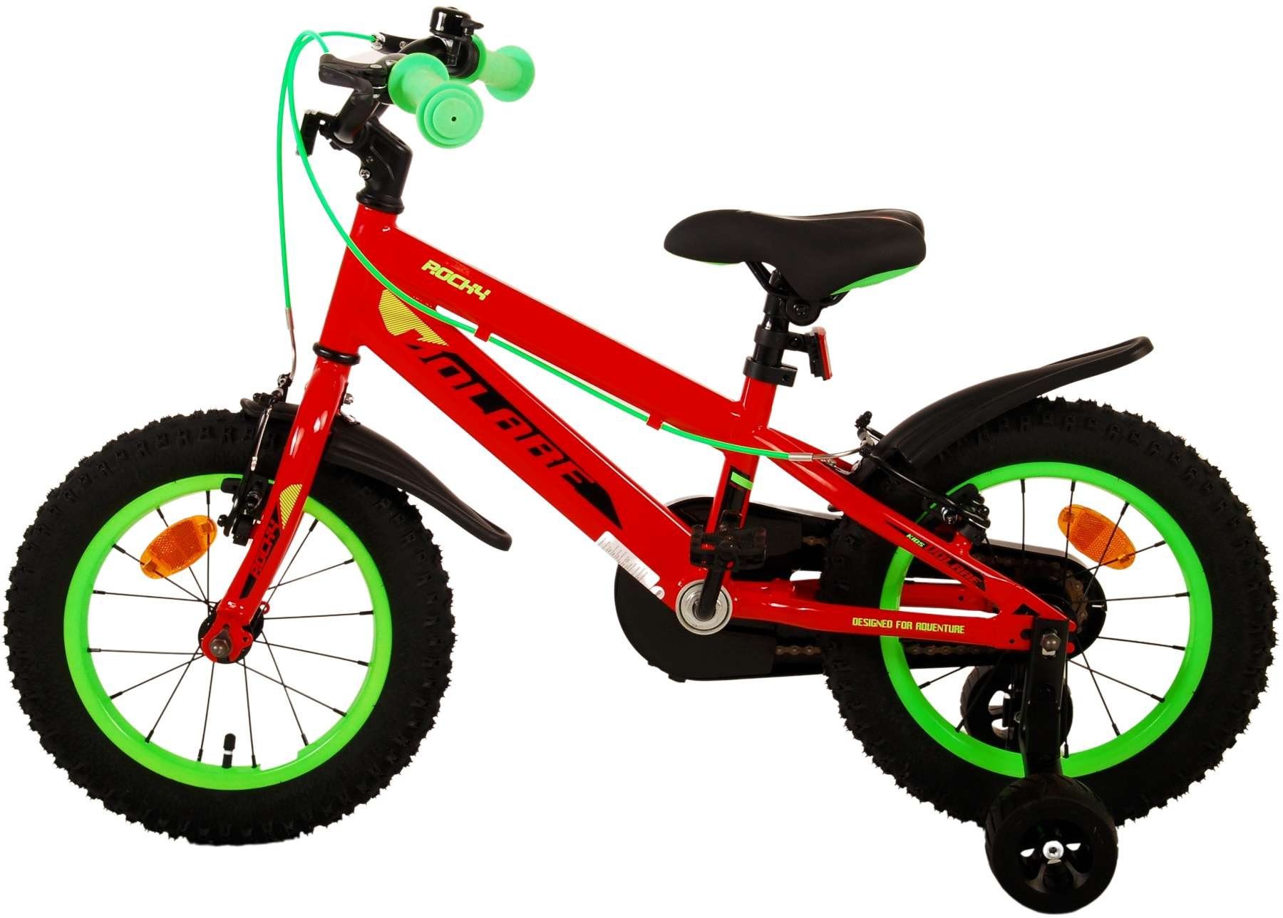 - 14 Zoll Kinder Kinderrad Stützräder Kinderfahrrad (Jungsfahrrad TPFSports Gang, Handbremse, ohne Volare Sicherheitsgriffe), Fahrrad - Fahrrad Jungs Zoll 2x mit Jungen 14 Schaltung Rot - Rocky - - 1