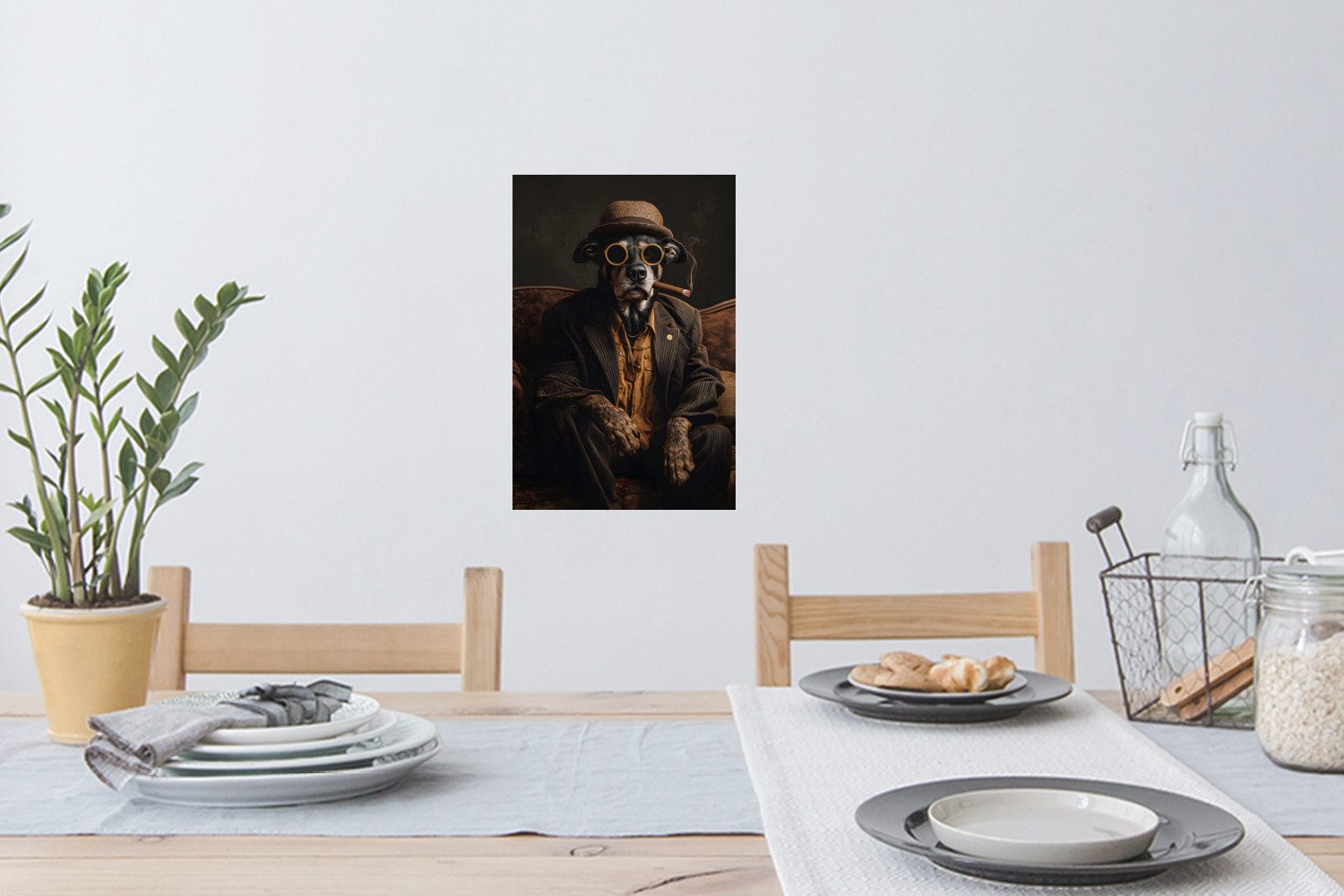 MuchoWow Wandsticker Hund - Zigarre - Hut - Anzug (1 St), Wandaufkleber, Se günstig online kaufen