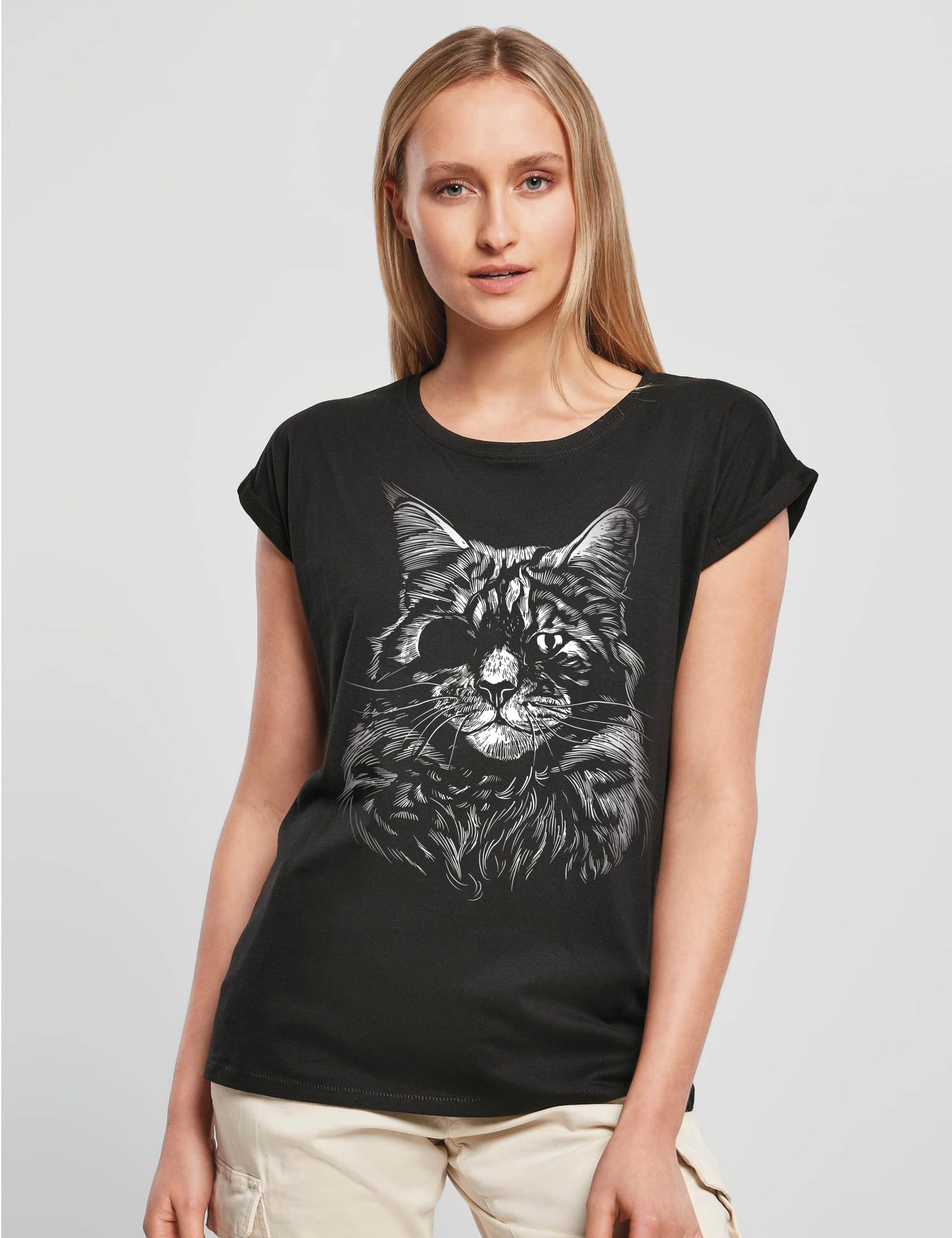 Youth Designz Print-Shirt "Katze Augenklappe" Damen günstig online kaufen