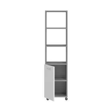 möbelando Beistellwagen Air, (BxHxT: 35x140x37 cm), in grau/weiß mit einer Tür und 5 Fächern