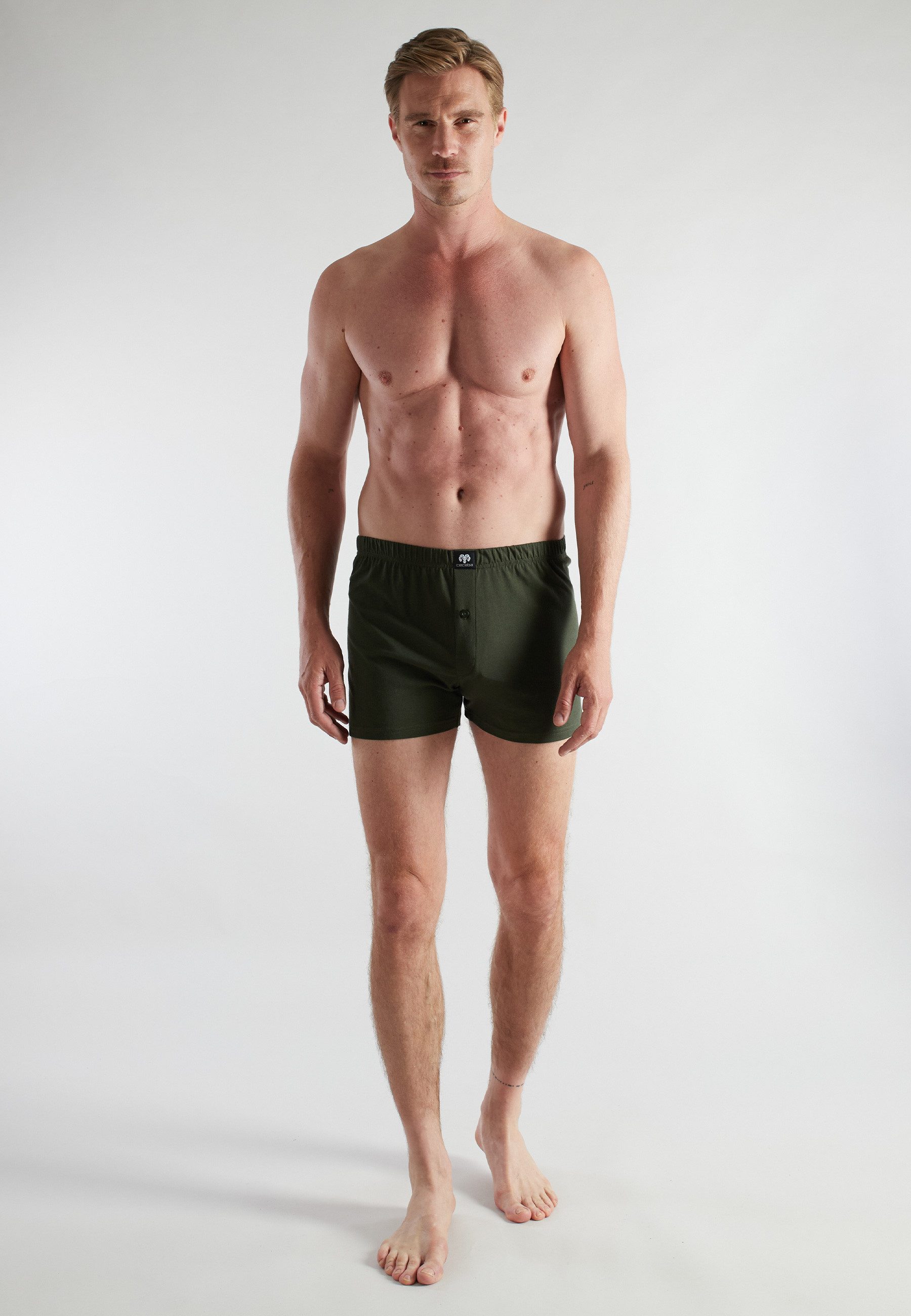 CECEBA Boxershorts CECEBA Herren Boxershort grün uni 2er Pack (2-St)