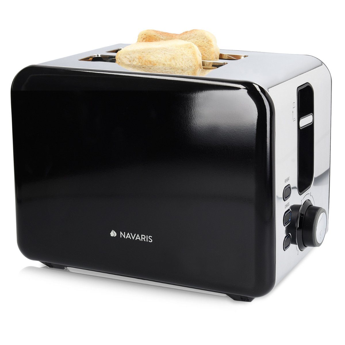 Edelstahl Doppelschlitz Toaster 2 extragroße Toast Schlitze 1000W 5 Stufen 
