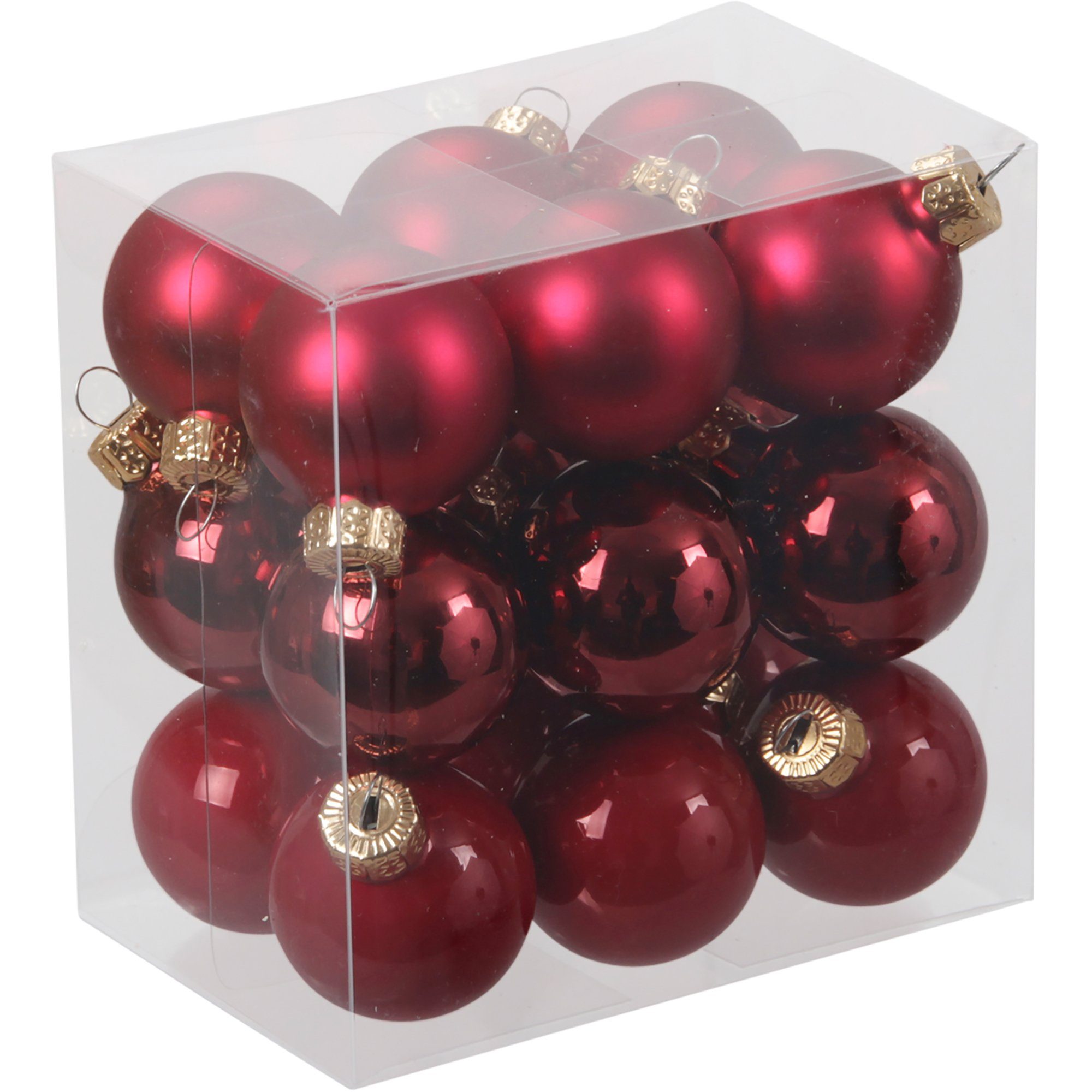 Annastore Weihnachtsbaumkugel Kleine Baumkugeln aus Glas Ø 2 cm/3 cm - Christbaumkugeln, Baumschmuck, Christbaumschmuck Weihnachtsrot - 18 Stück