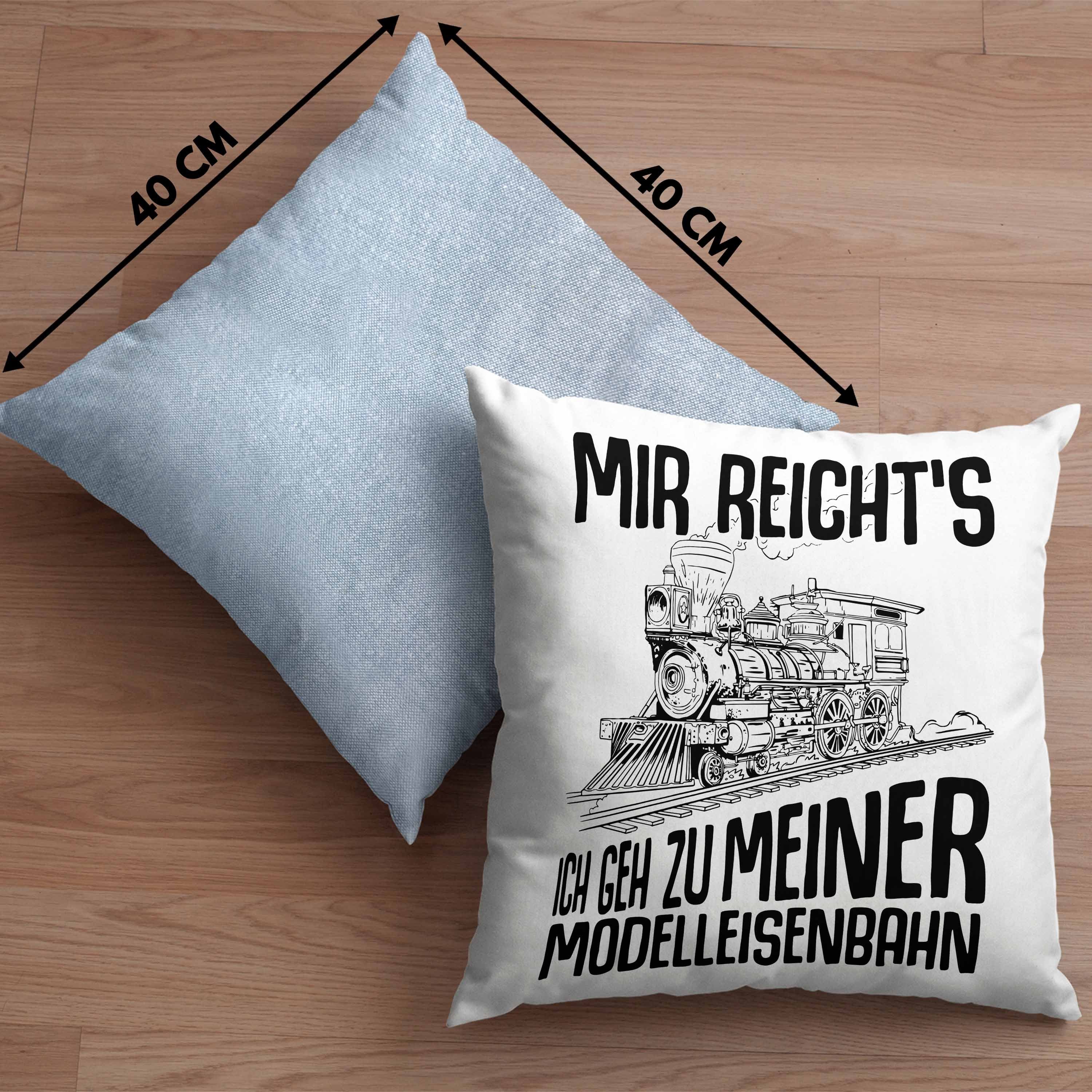 Kissen - Meiner mit Geschenkidee Mir Lokomotive Reichts Geh Trendation Geschenk Spruch Dekokissen 40x40 Zu Trendation Ich Füllung Blau Modelleisenbahn Eisenbahn Dekokissen Eisenbahner Lokführer