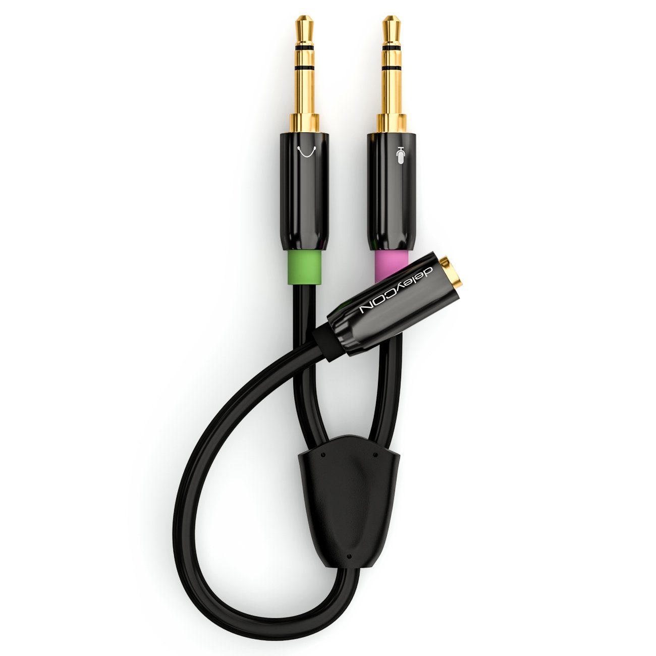 deleyCON deleyCON Headset Laptop Adapter 1x3,5mm Klinke Buchse auf 2x3,5mm Audio-Kabel