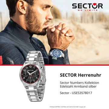 Sector Multifunktionsuhr Sector Herren Armbanduhr Multifunkt, (Multifunktionsuhr), Herrenuhr rund, groß (ca. 45mm), Edelstahlarmband, Fashion-Style