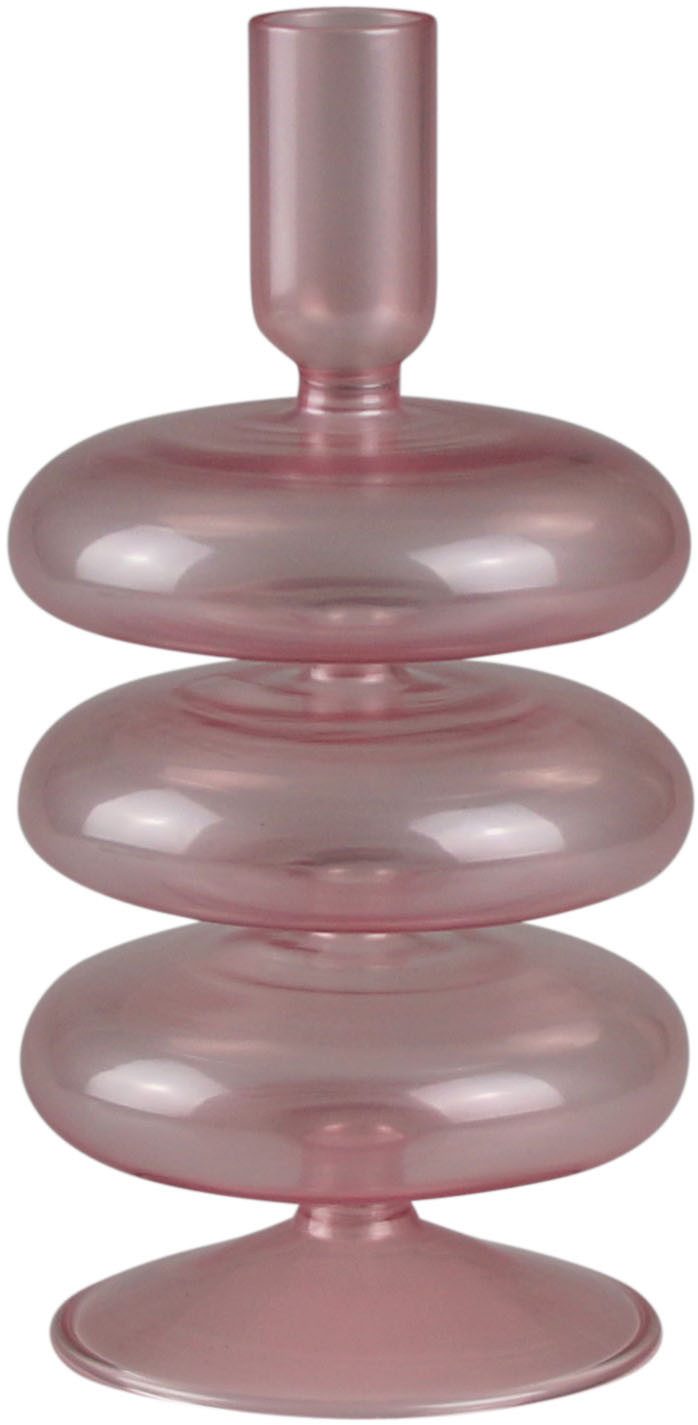 AM Design Kerzenständer aus roséfarbenem Glas, stilvolle Ergänzung für romantische Dekorationen