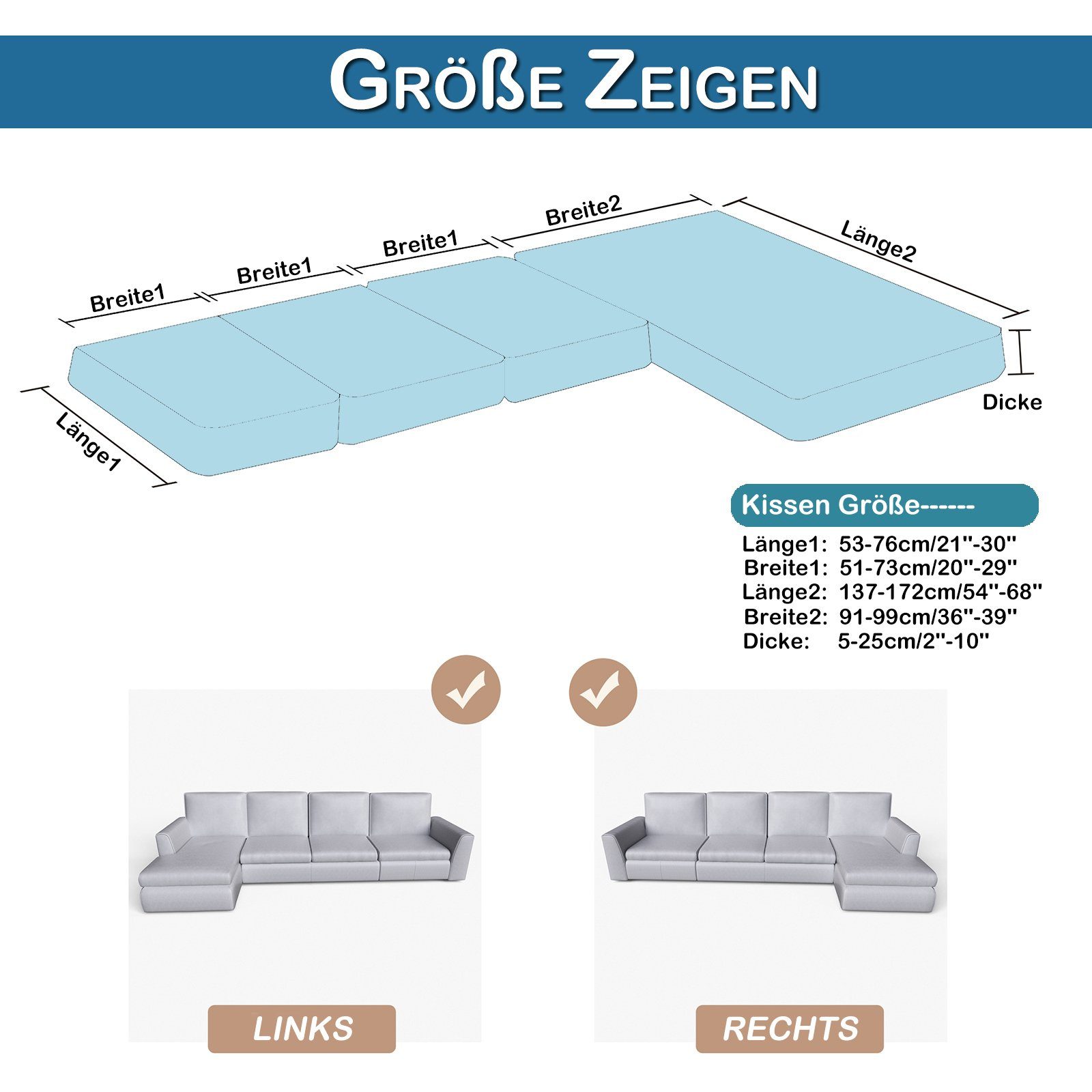 Sitzbezug,Samt Sofahusse Rosnek, Loung Sofahusse Sofa Stretch,Schonbezug, Sitzkissenbezug, Elastic Grau Chaise Stretch