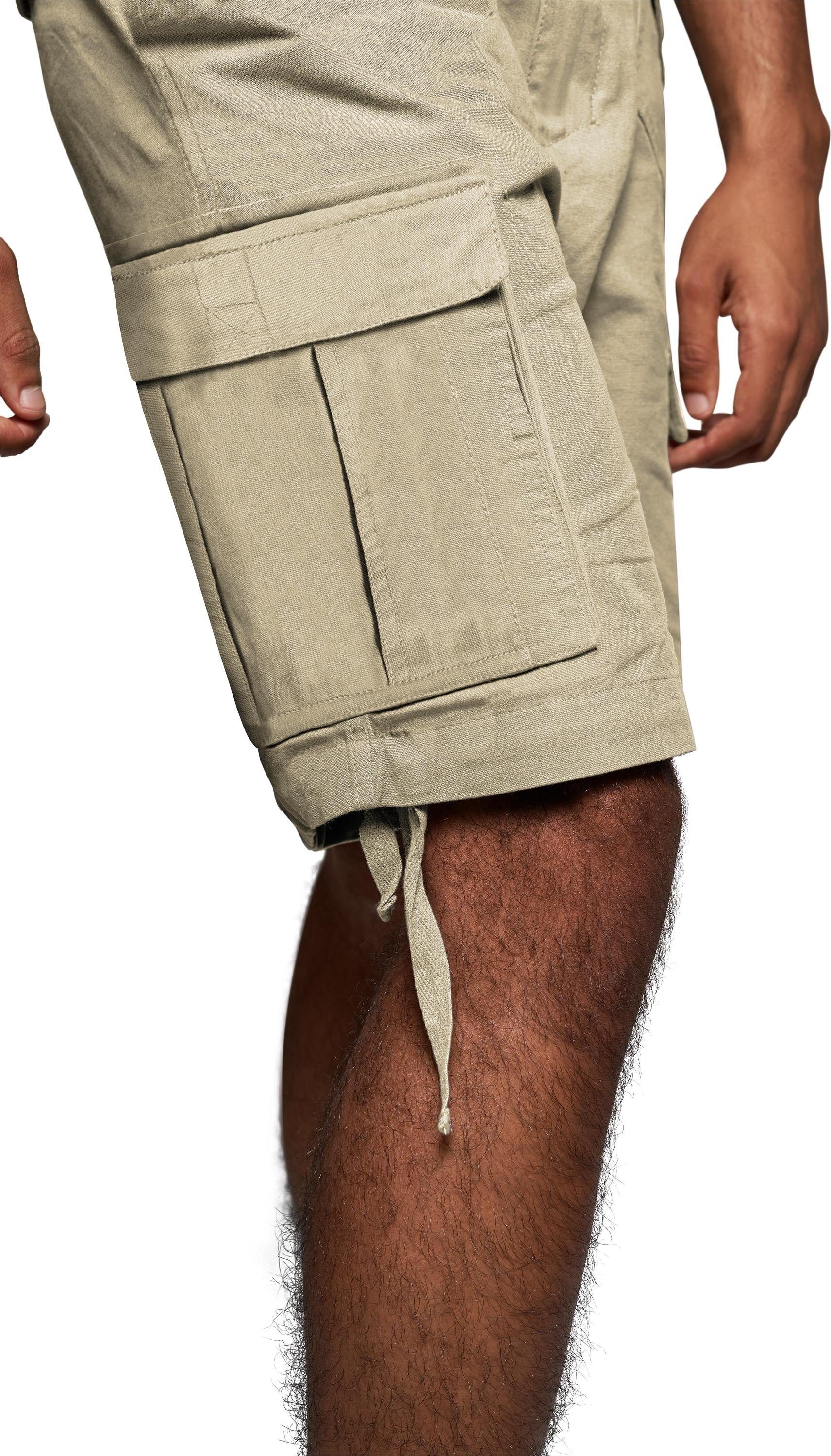 normani Bermudas Sommer-Shorts „Kalahari“ kurze Freizeithose Vintage-Shorts 100% „Wadi“ - Sommerhose Khaki mit nachhaltige Bio-Baumwolle Gürtel