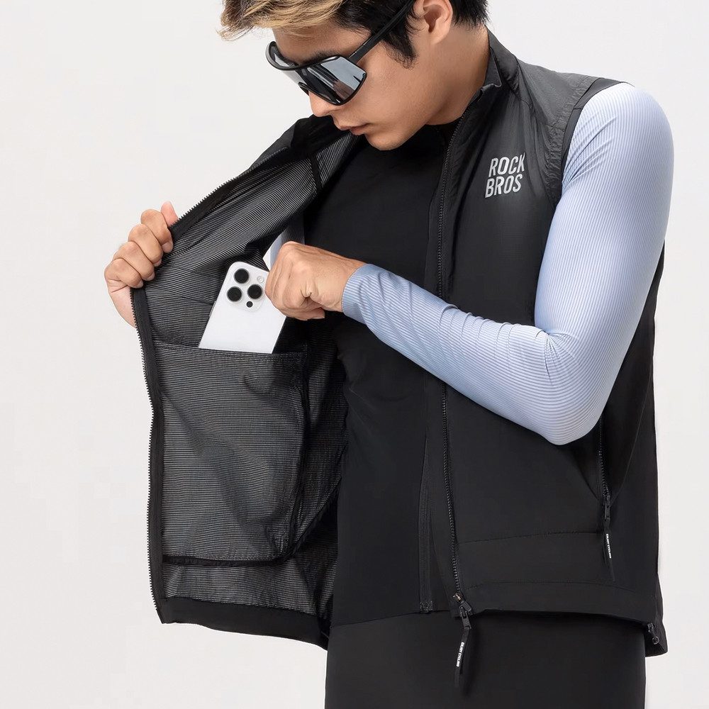 ROCKBROS Funktionsweste Radweste Windweste Fahrradweste (Spar-Set, 1-tlg) winddicht, UPF50+, atmungsaktiv, YKK-Zipper, packbar