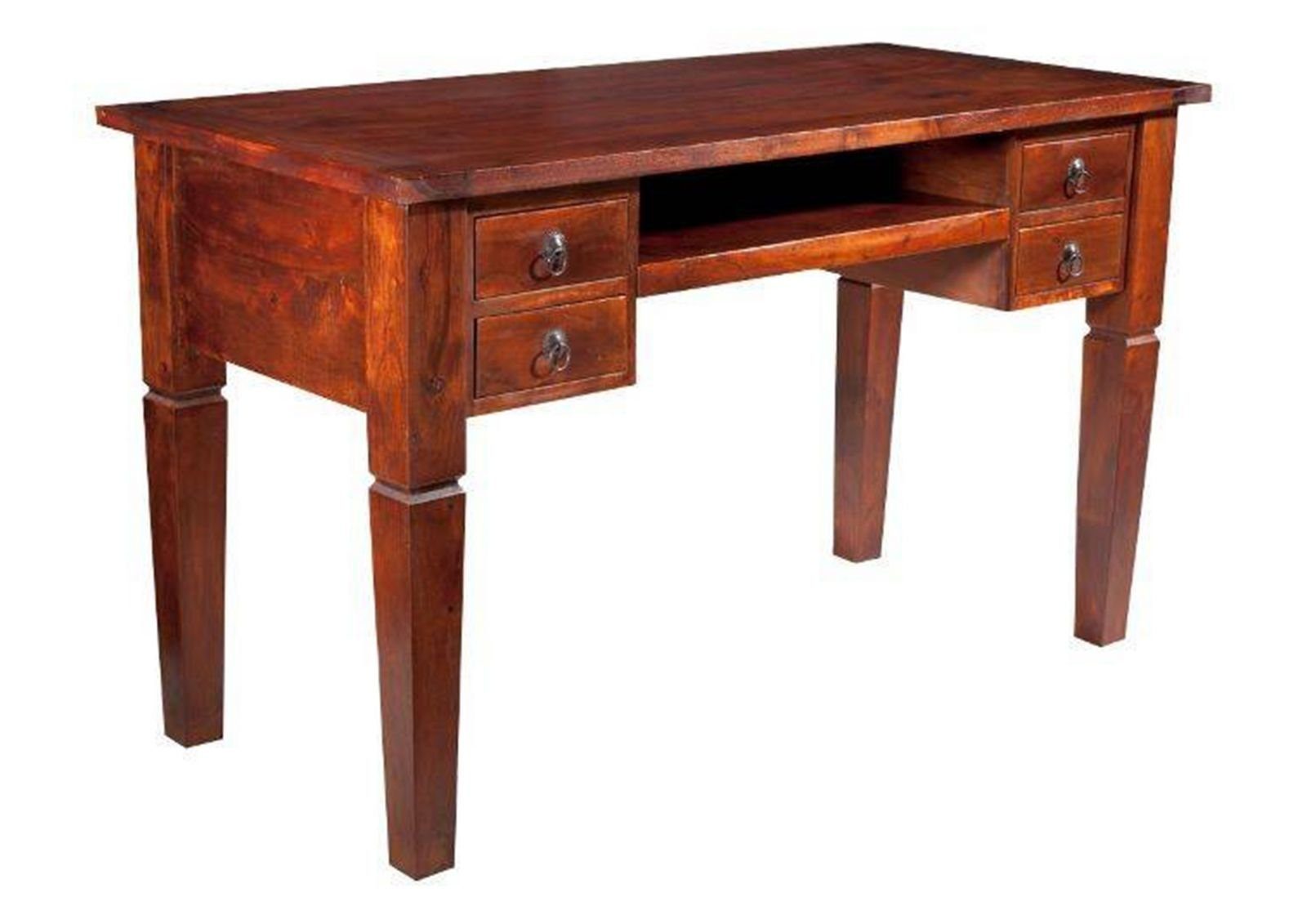Massivmoebel24 Schreibtisch OXFORD Akazie Massivholz dunkelbraun (Massivholz montiert 50 kg OXFORD #506), Akazie 130x60x77 cm (BxTxH) dunkelbraun lackiert